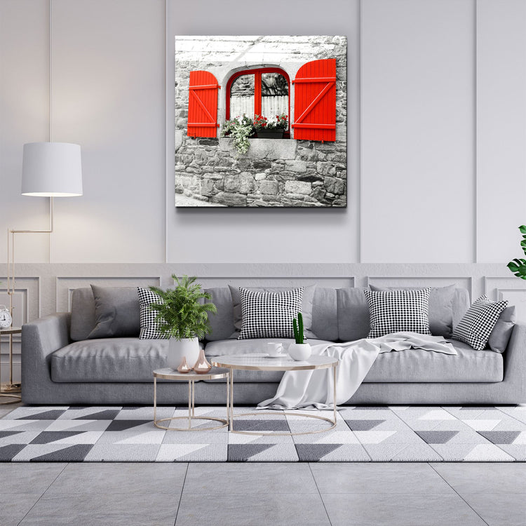 ・"Red Window"・Glass Wall Art | Artdesigna Glass Printing Wall Arts.