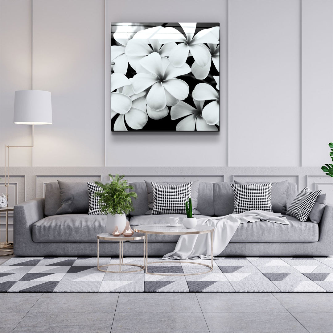 ・"Black and White Flowers"・Glass Wall Art | Artdesigna Glass Printing Wall Arts.