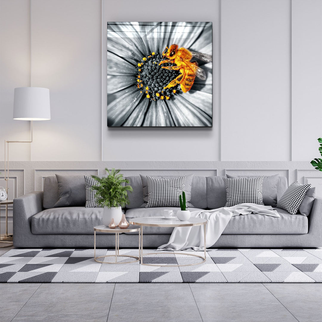 ・"Bee"・Glass Wall Art | Artdesigna Glass Printing Wall Arts.