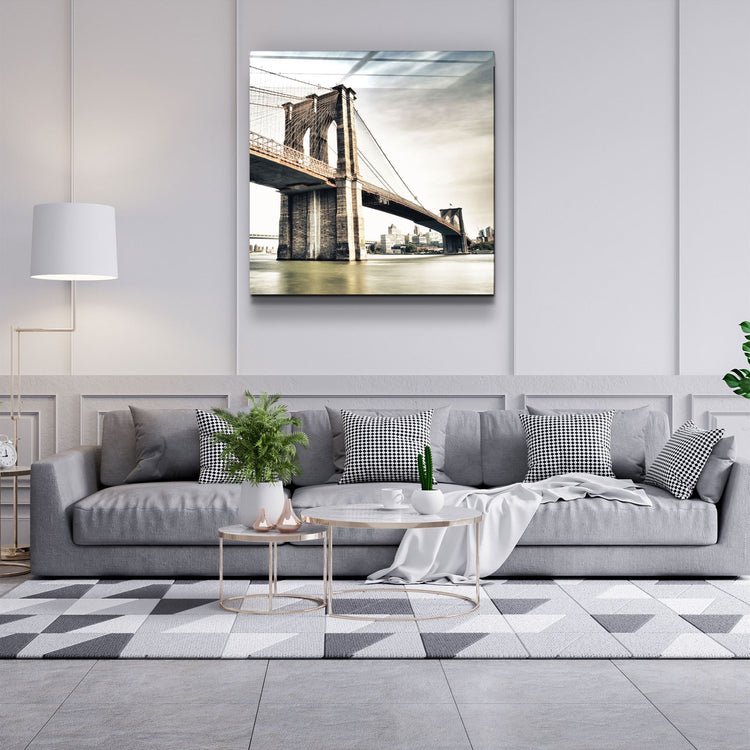 ・"Brooklyn Bridge"・Glass Wall Art | Artdesigna Glass Printing Wall Arts.