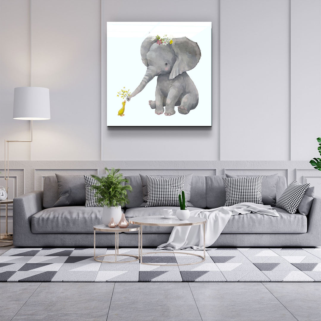 ・"Elephant and Duck"・Glass Wall Art | Artdesigna Glass Printing Wall Arts.