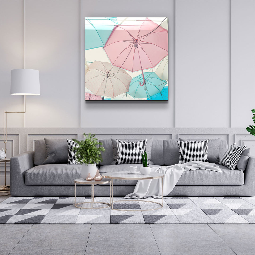 ・"Colorful Umbrellas"・Glass Wall Art | Artdesigna Glass Printing Wall Arts.