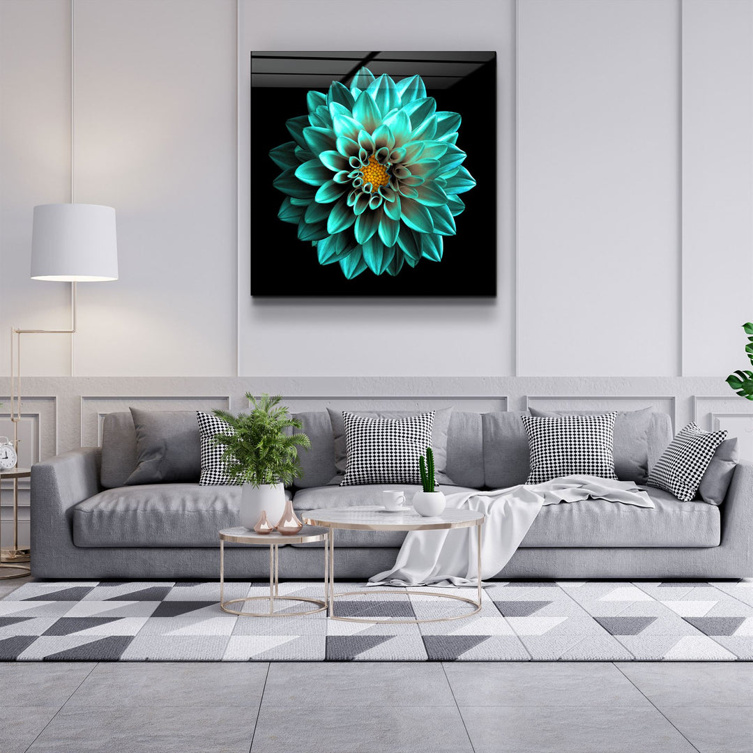 ・"Green Flower"・Glass Wall Art | Artdesigna Glass Printing Wall Arts.