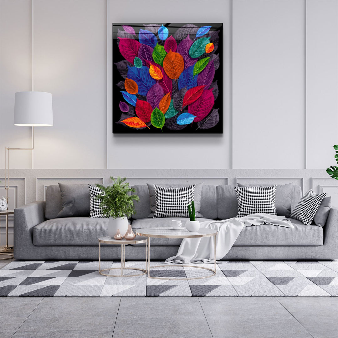 ・"Leaf Feast"・Glass Wall Art | Artdesigna Glass Printing Wall Arts.