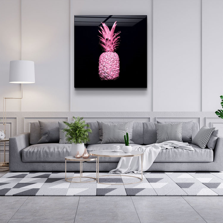 ・"Pink Pineapple"・Glass Wall Art | Artdesigna Glass Printing Wall Arts.