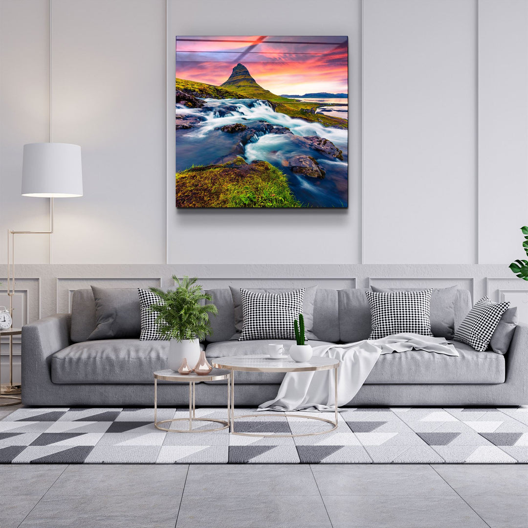 ・"Mountain River Landscape"・Glass Wall Art | Artdesigna Glass Printing Wall Arts.