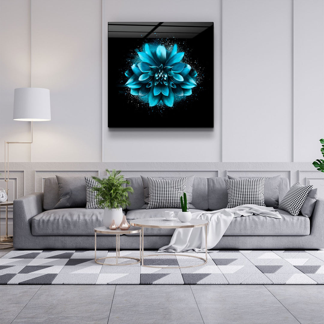 ・"Blue Flower"・Glass Wall Art | Artdesigna Glass Printing Wall Arts.