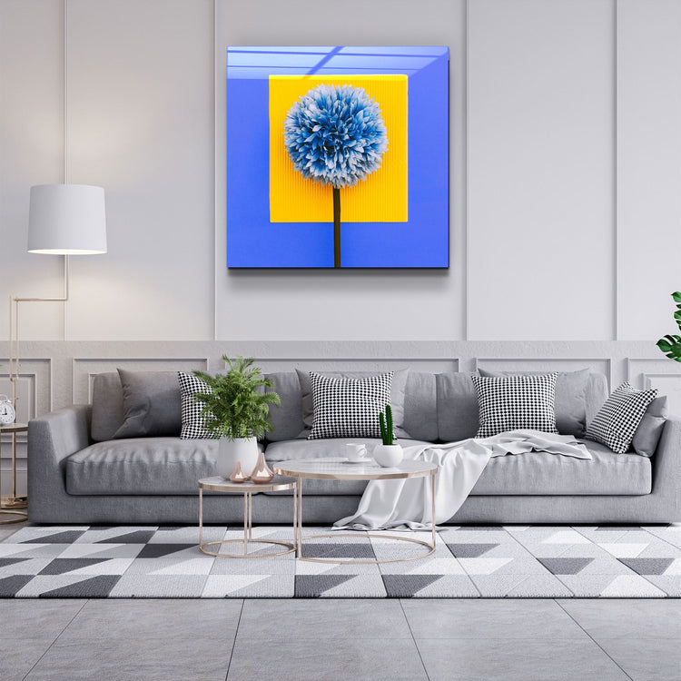 ・"Blue Flower"・Glass Wall Art | Artdesigna Glass Printing Wall Arts.