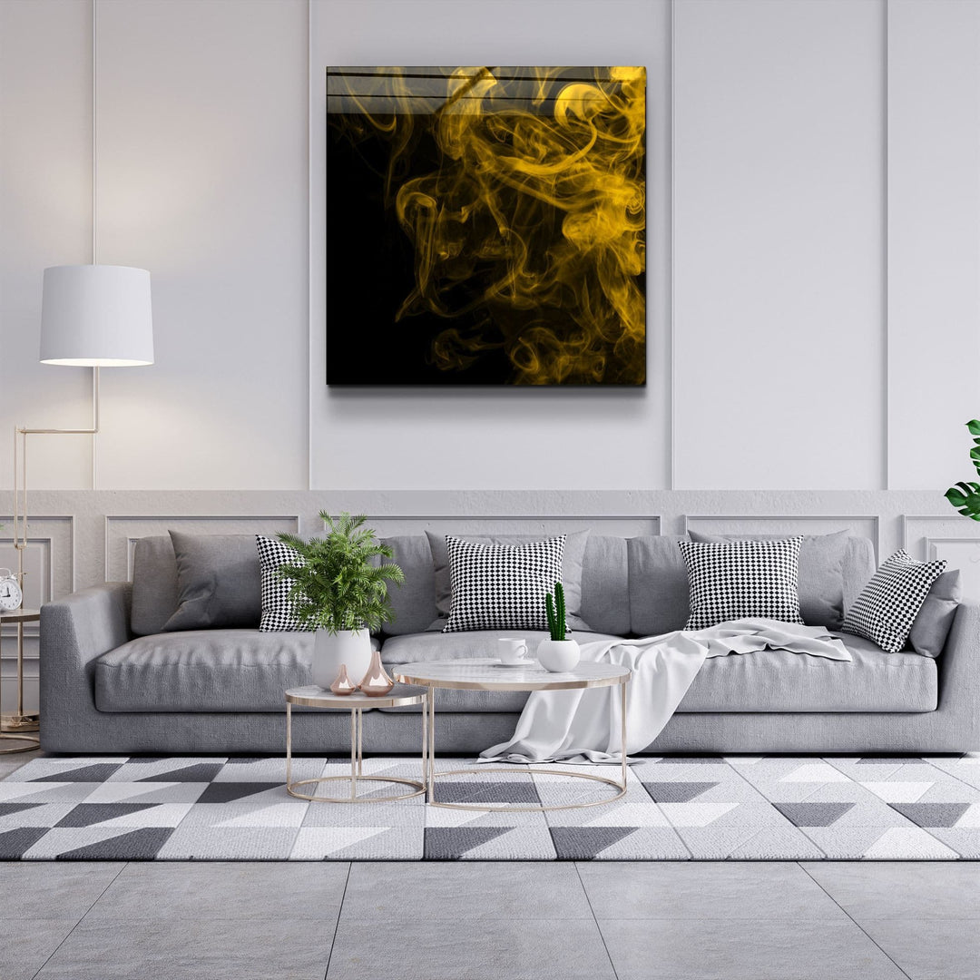 ・"Yellow Smoke"・Glass Wall Art | Artdesigna Glass Printing Wall Arts.