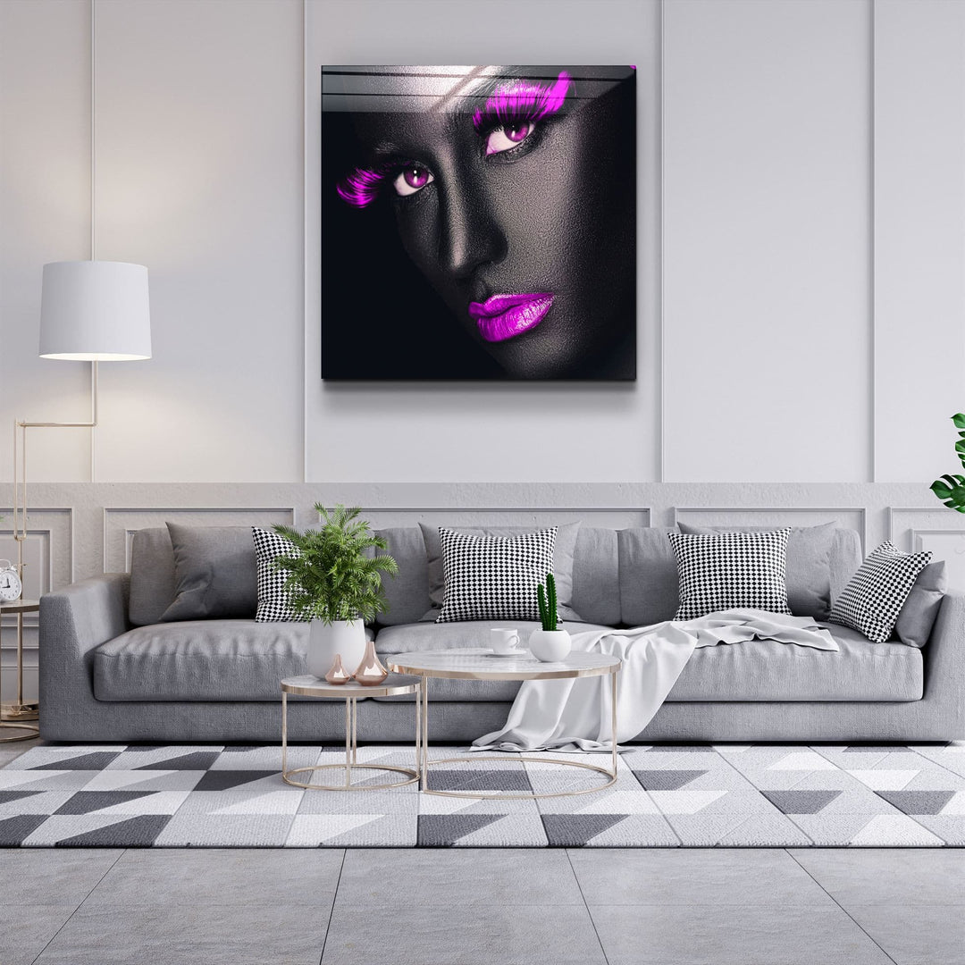 ・"Pink Lips and Eyes"・Glass Wall Art | Artdesigna Glass Printing Wall Arts.