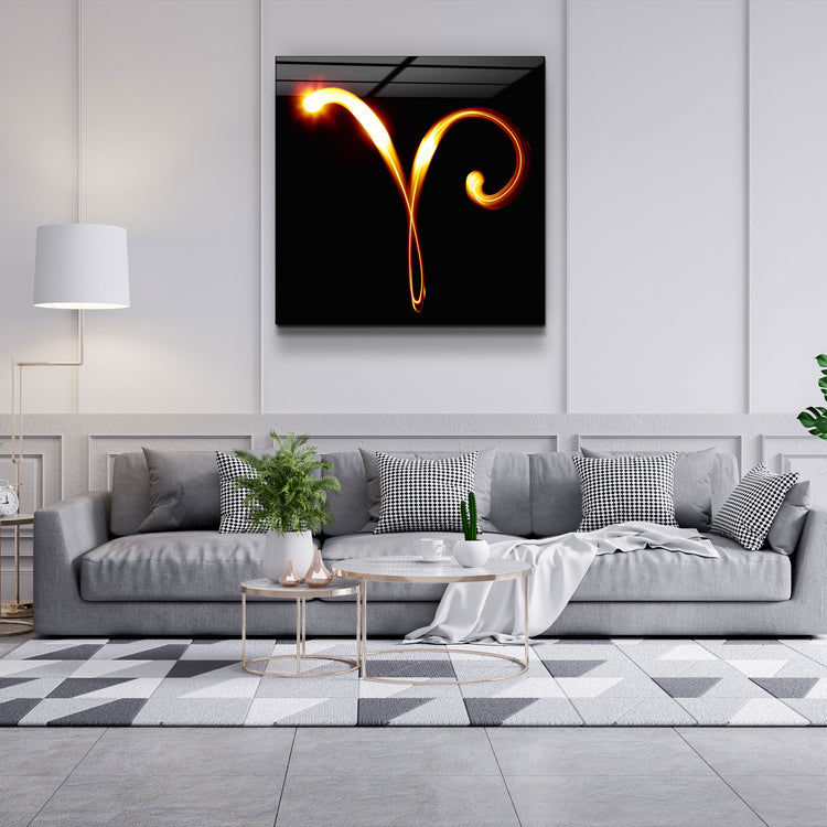 ."Aries Zodiac Symbol". Glass Wall Art | Artdesigna Glass Printing Wall Arts.