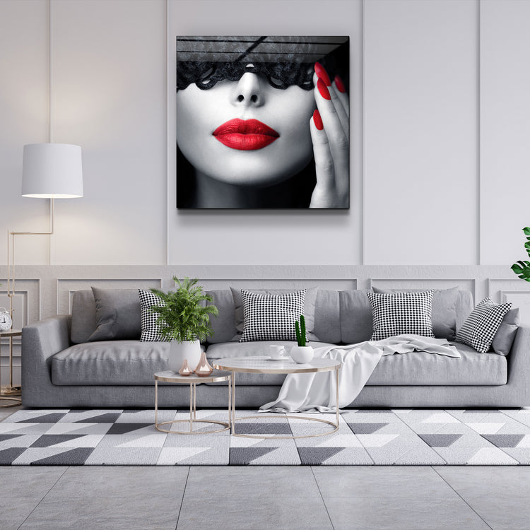 ・"Red Lips and Nails"・Glass Wall Art | Artdesigna Glass Printing Wall Arts.