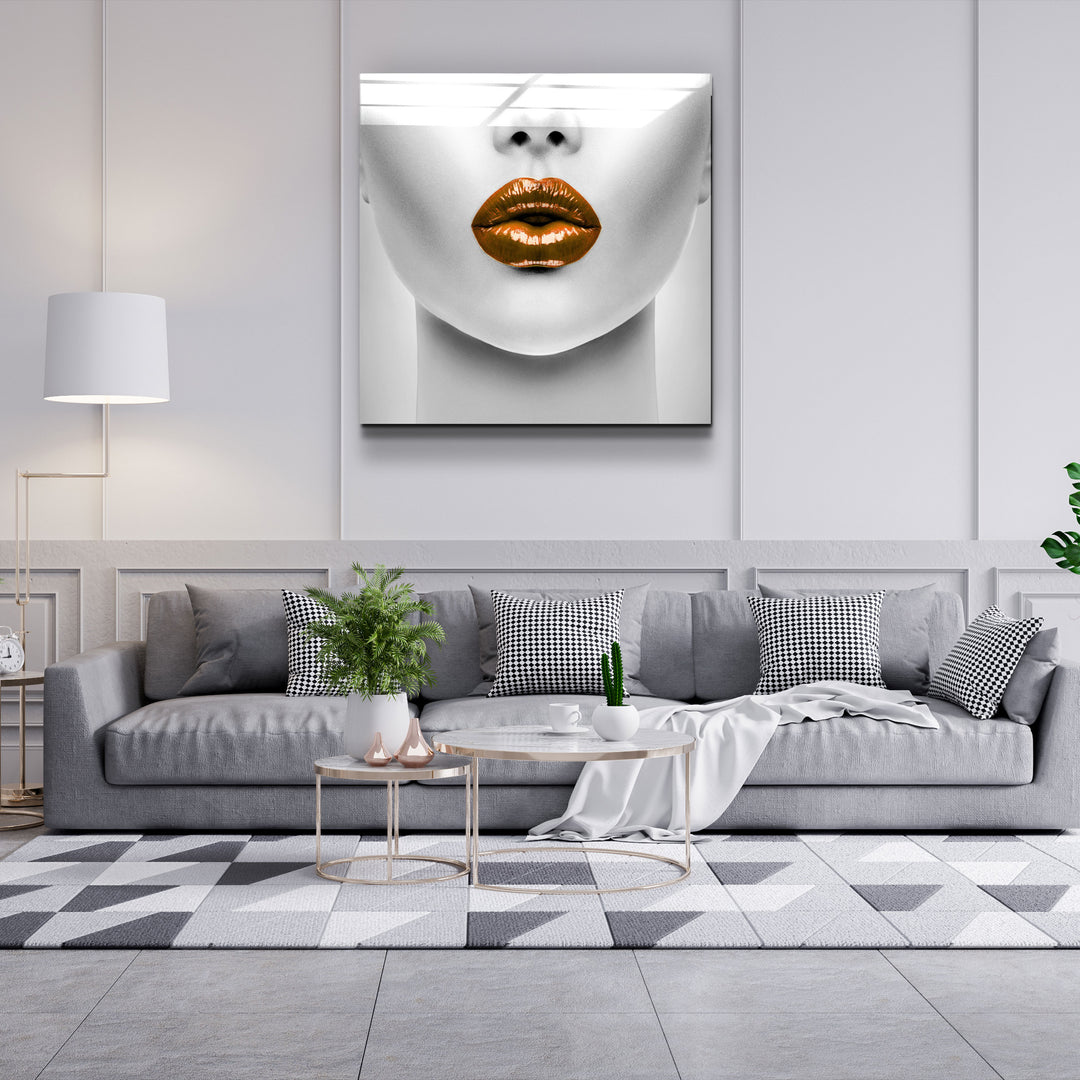 ・"Orange Lips"・Glass Wall Art | Artdesigna Glass Printing Wall Arts.