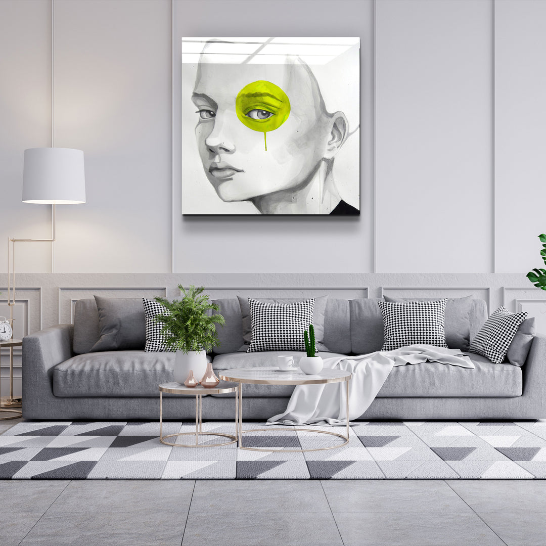 ・"Yellow Eye"・Glass Wall Art | Artdesigna Glass Printing Wall Arts.