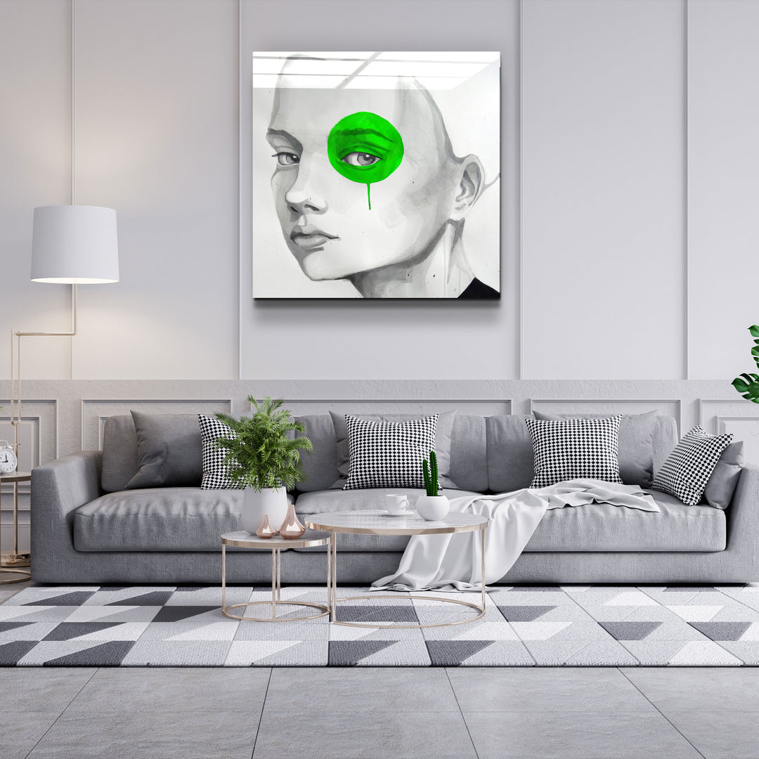 ・"Green Eye"・Glass Wall Art | Artdesigna Glass Printing Wall Arts.