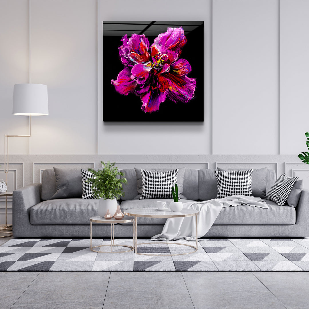 ・"Abstract Purple Flower"・Glass Wall Art | Artdesigna Glass Printing Wall Arts.