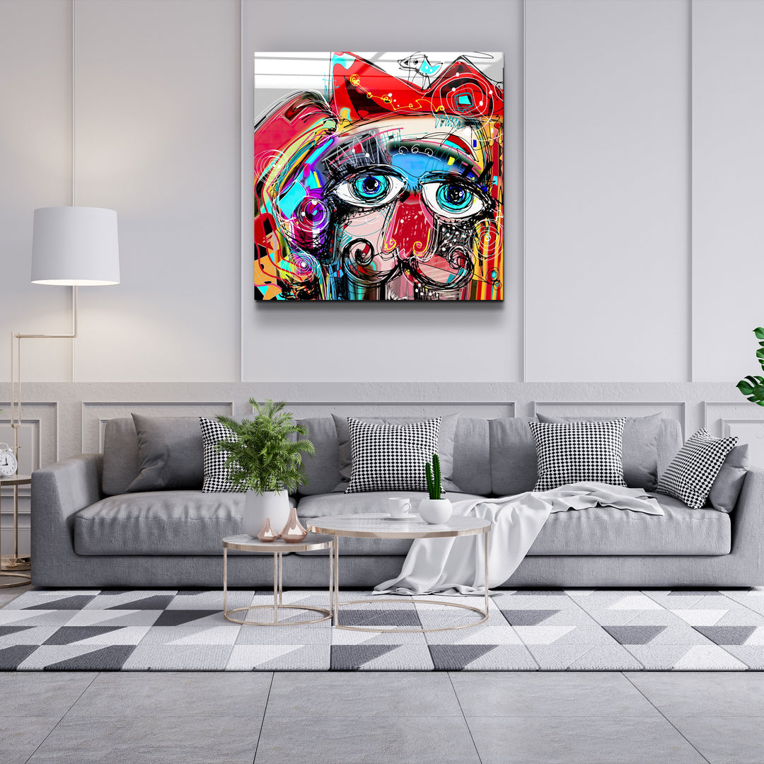 ・"Abstract Colorful Portrait"・Glass Wall Art | Artdesigna Glass Printing Wall Arts.