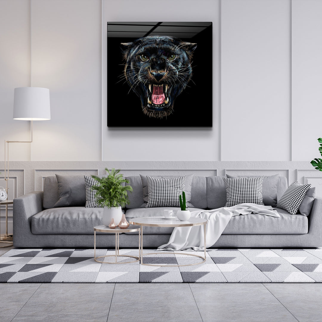 ・"Wild Panther"・Glass Wall Art | Artdesigna Glass Printing Wall Arts.