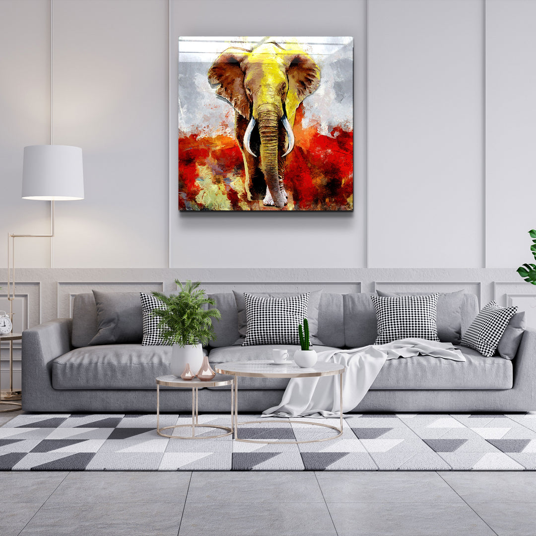 ・"Abstract Colorful Elephant"・Glass Wall Art | Artdesigna Glass Printing Wall Arts.