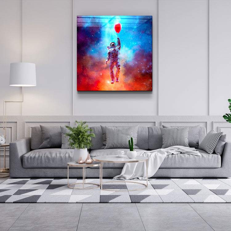 ・"Astronaut in the Sky and Baloon"・Glass Wall Art | Artdesigna Glass Printing Wall Arts.