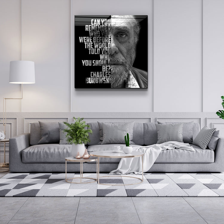 ・"Charles Bukowski"・Designers Collection Glass Wall Art | Artdesigna Glass Printing Wall Arts.