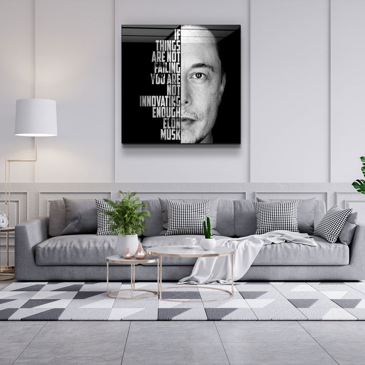 ・"Elon Musk"・Designers Collection Glass Wall Art | Artdesigna Glass Printing Wall Arts.