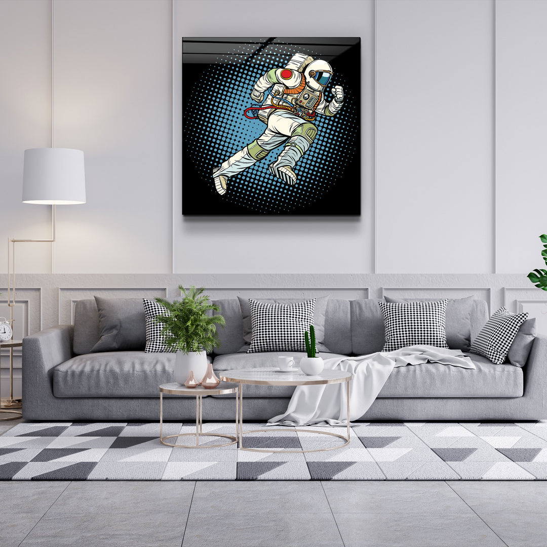 ・"Cartoon Astronaut"・Glass Wall Art | Artdesigna Glass Printing Wall Arts.