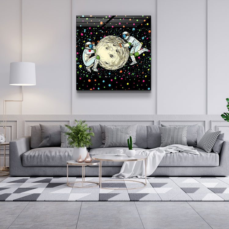 ・"Pushing A Planet"・Glass Wall Art | Artdesigna Glass Printing Wall Arts.