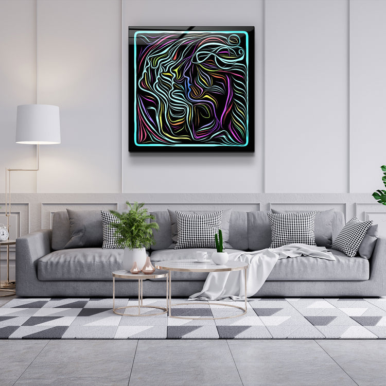 ・"Rainbow Line Faces V8"・Glass Wall Art | Artdesigna Glass Printing Wall Arts.