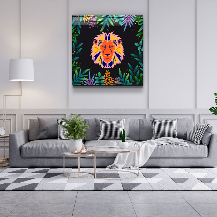 ・"Animal Republic-Lion"・Designers Collection Glass Wall Art | Artdesigna Glass Printing Wall Arts.