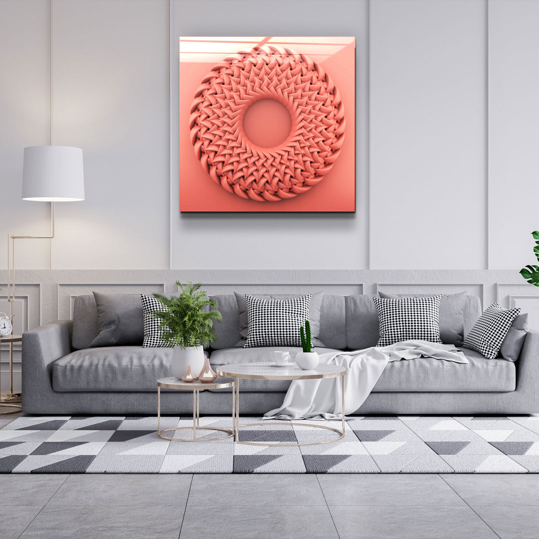 ."Abstract Circular Knitting V3". Designer's Collection Glass Wall Art