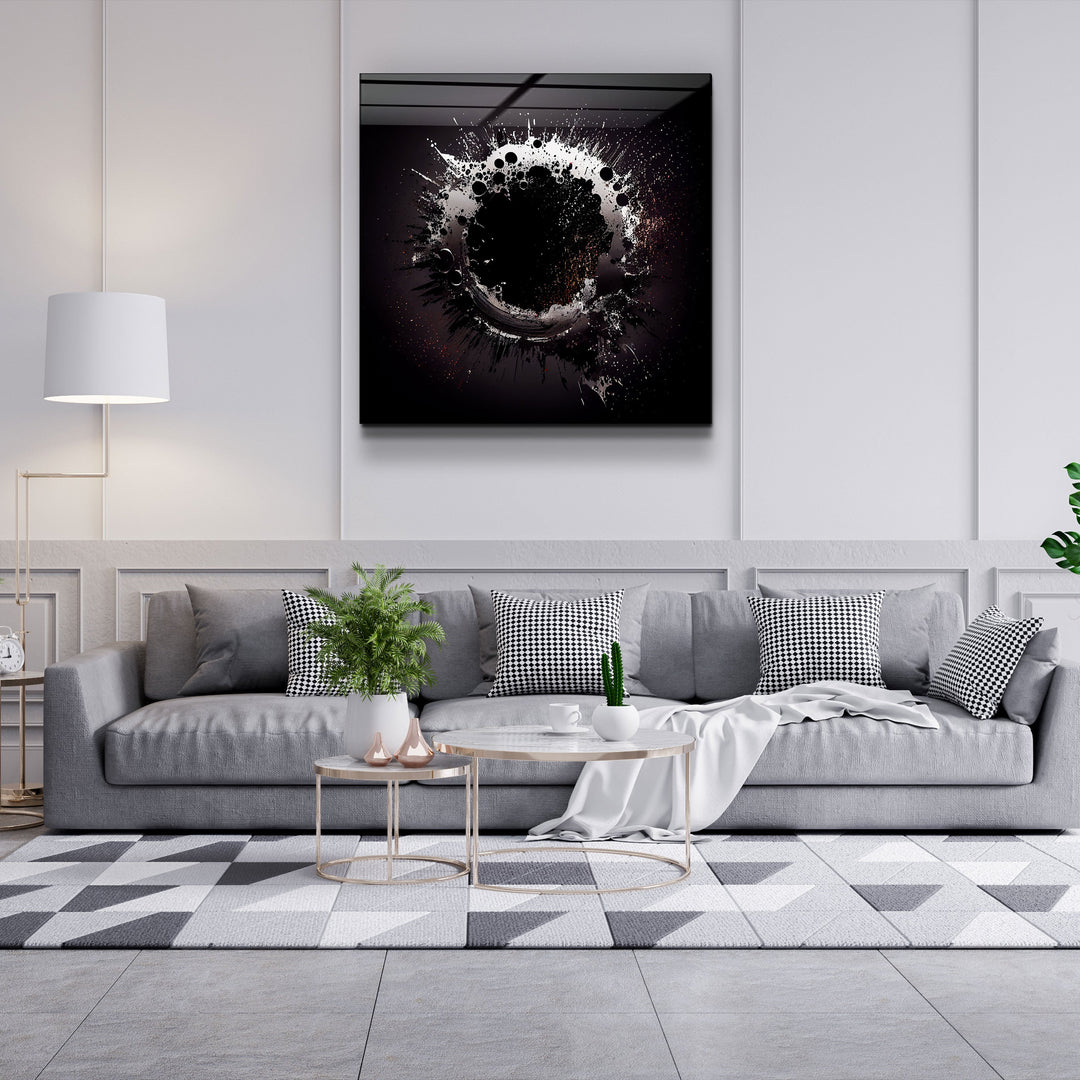 ."Paint Splash Ring-Grey". Designer's Collection Glass Wall Art