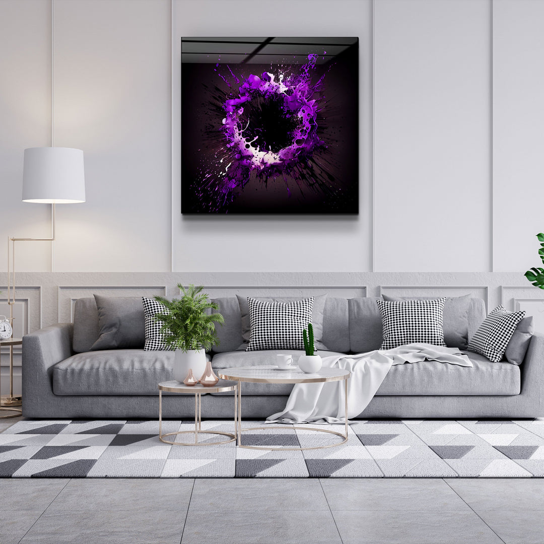 ."Paint Splash Ring-Purple". Designer's Collection Glass Wall Art