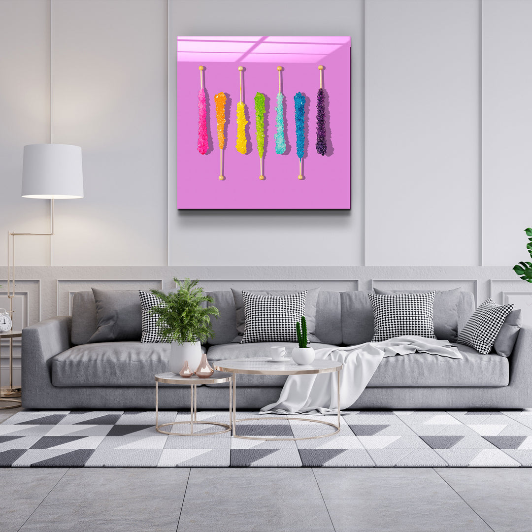 ."Sweet Sticks Retro". Designer's Collection Glass Wall Art