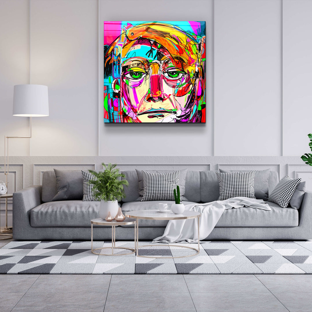 ."Face Illustration-Abstract". Designer's Collection Glass Wall Art