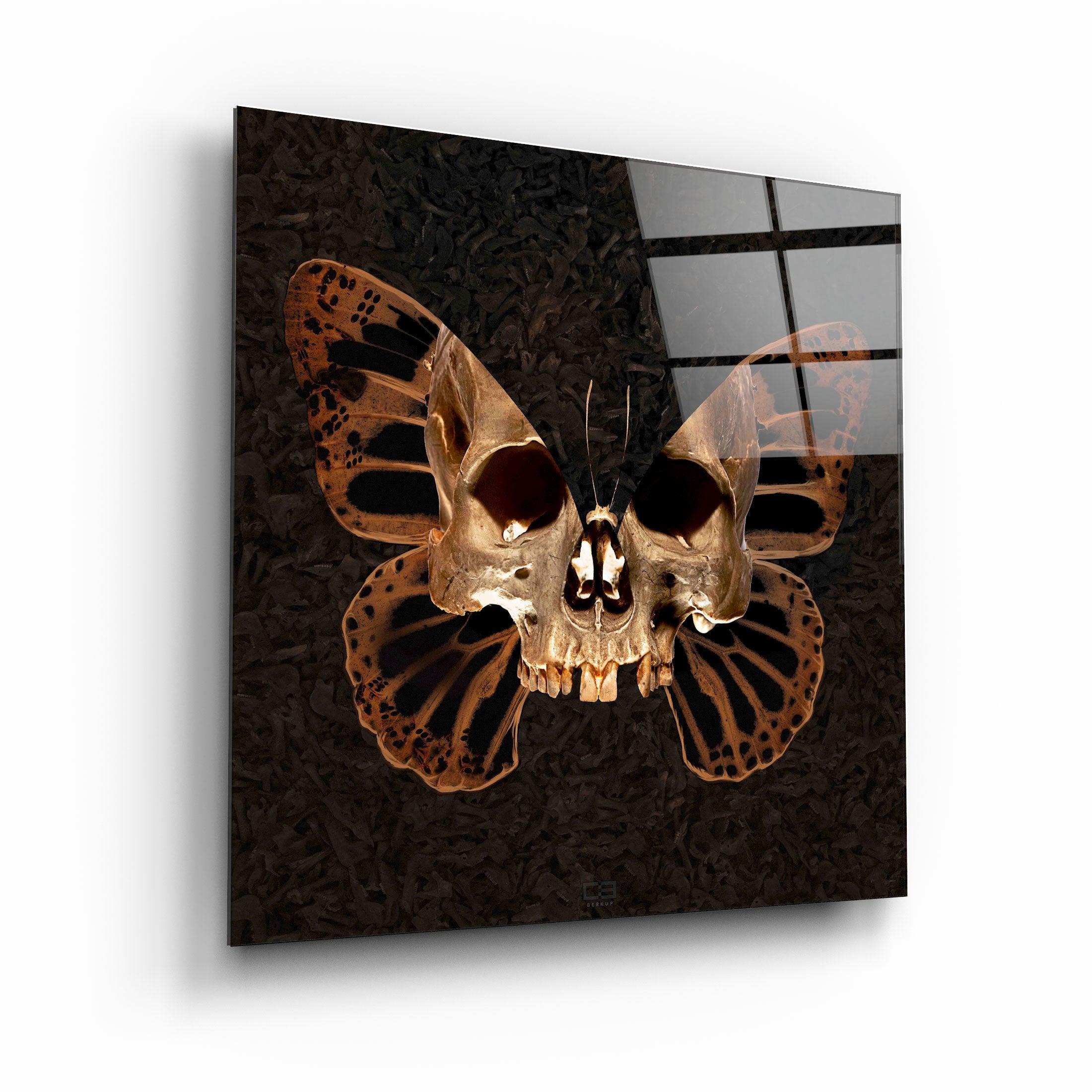 ・"Butterfly Skull"・Designers Collection Glass Wall Art | Artdesigna Glass Printing Wall Arts.