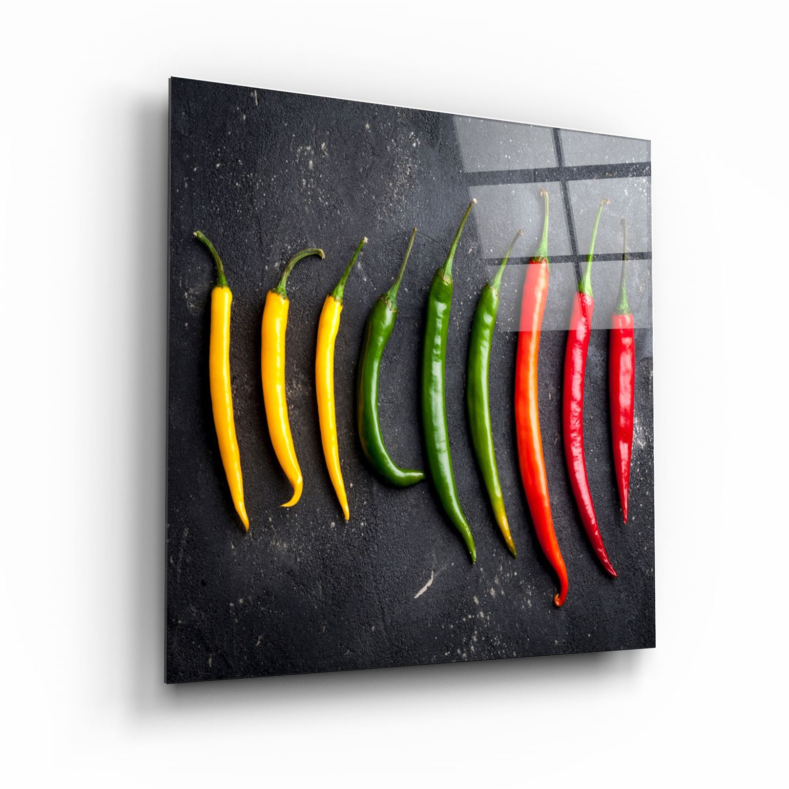 ・"Colorful Peppers"・Glass Wall Art | Artdesigna Glass Printing Wall Arts.