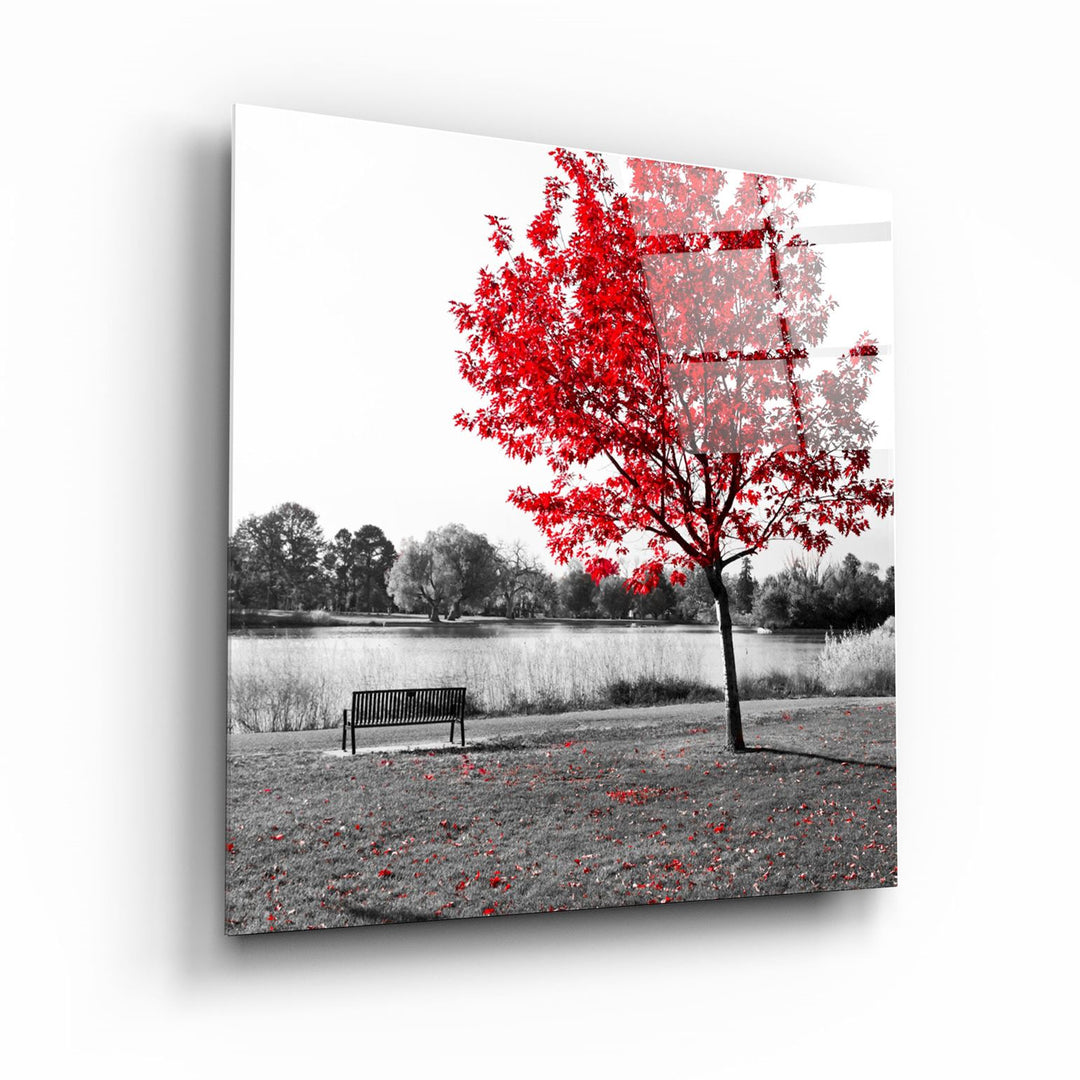 ・"Red Tree"・Glass Wall Art | Artdesigna Glass Printing Wall Arts.