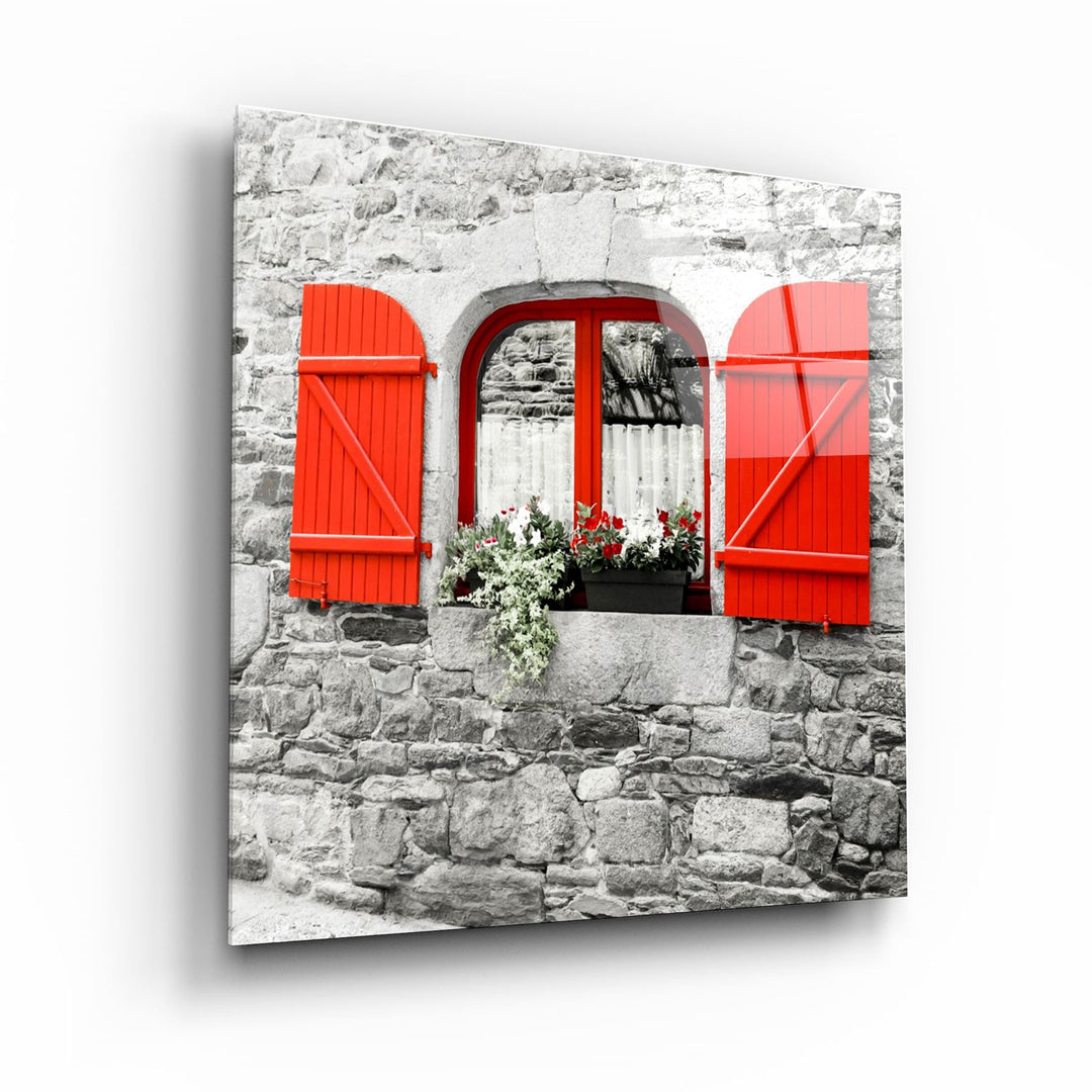 ・"Red Window"・Glass Wall Art | Artdesigna Glass Printing Wall Arts.