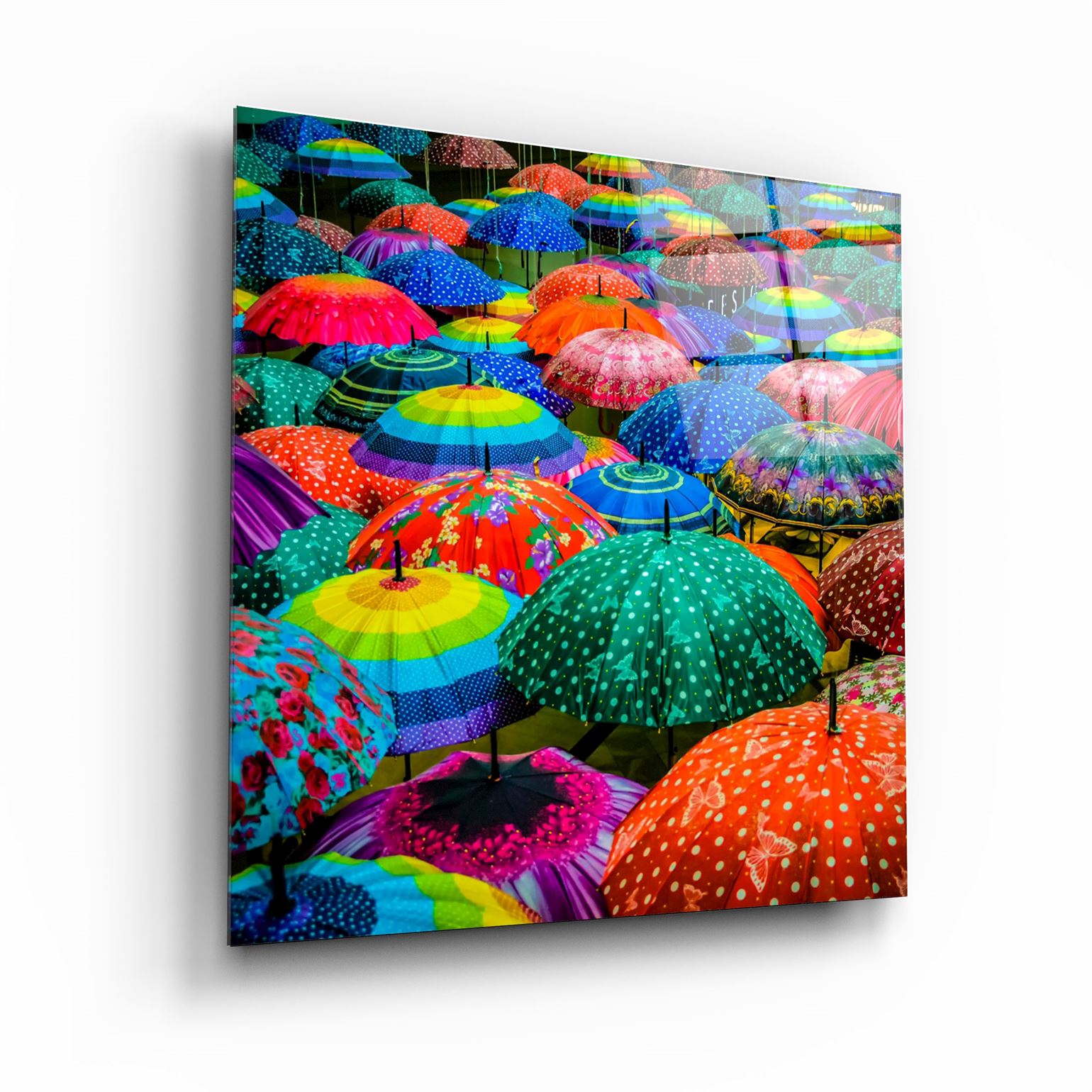 ・"Colorful Umbrellas"・Glass Wall Art | Artdesigna Glass Printing Wall Arts.