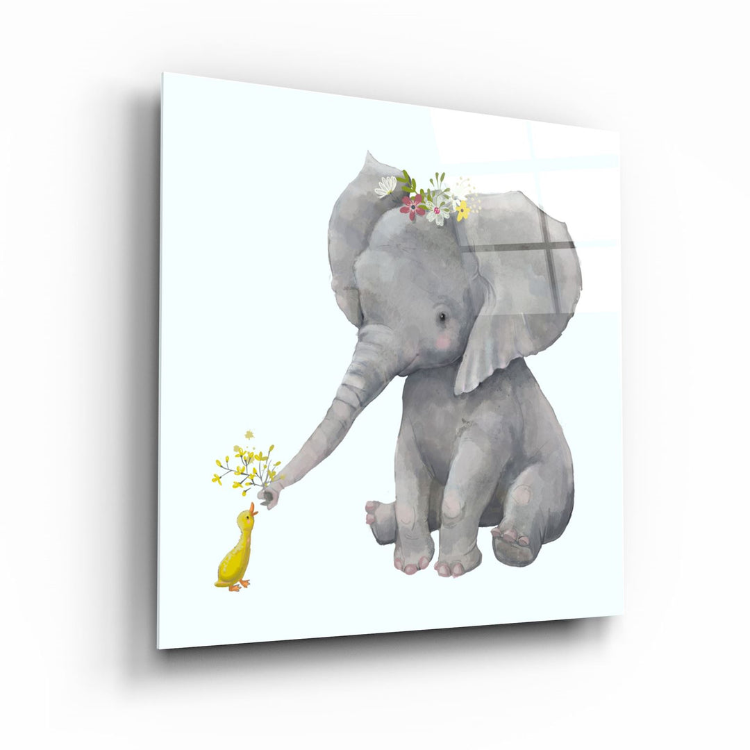 ・"Elephant and Duck"・Glass Wall Art | Artdesigna Glass Printing Wall Arts.