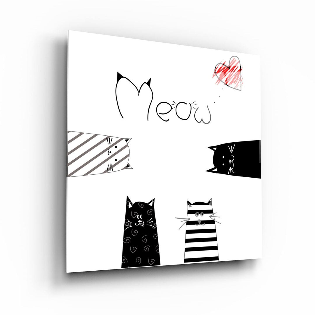 ・"Meow (Cat)"・Glass Wall Art | Artdesigna Glass Printing Wall Arts.