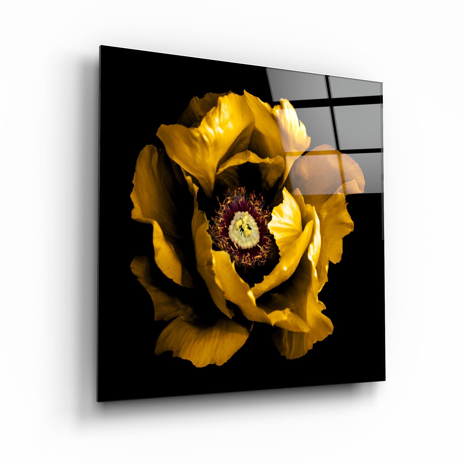 ・"Floral Yellow"・Glass Wall Art | Artdesigna Glass Printing Wall Arts.