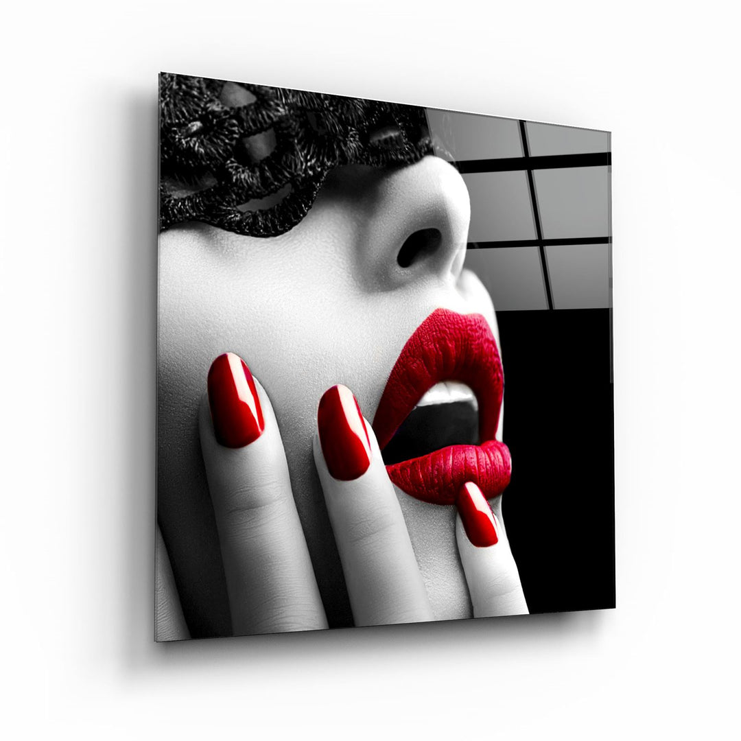 ・"Red Lips"・Glass Wall Art | Artdesigna Glass Printing Wall Arts.