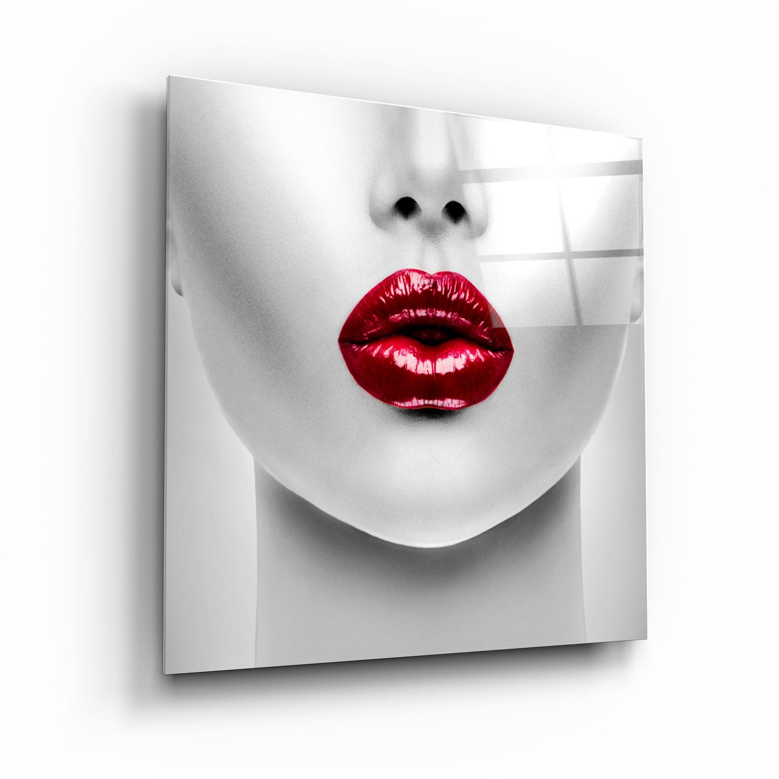 ・"Red Lips"・Glass Wall Art | Artdesigna Glass Printing Wall Arts.