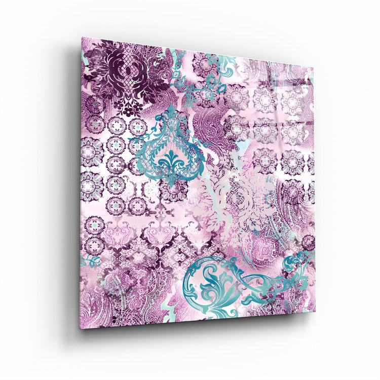 ・"Purple Damask"・Glass Wall Art | Artdesigna Glass Printing Wall Arts.