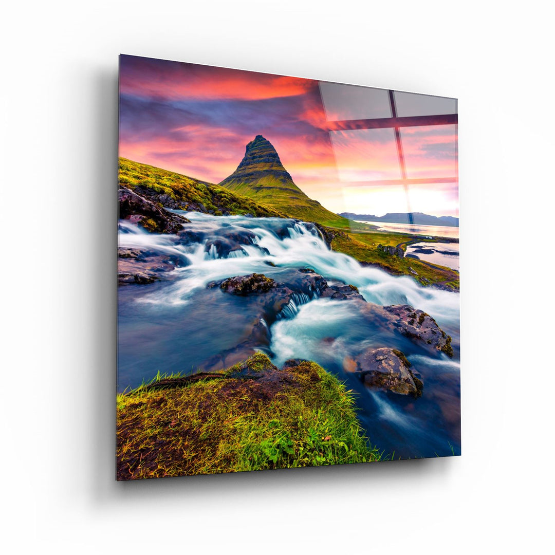 ・"Mountain River Landscape"・Glass Wall Art | Artdesigna Glass Printing Wall Arts.