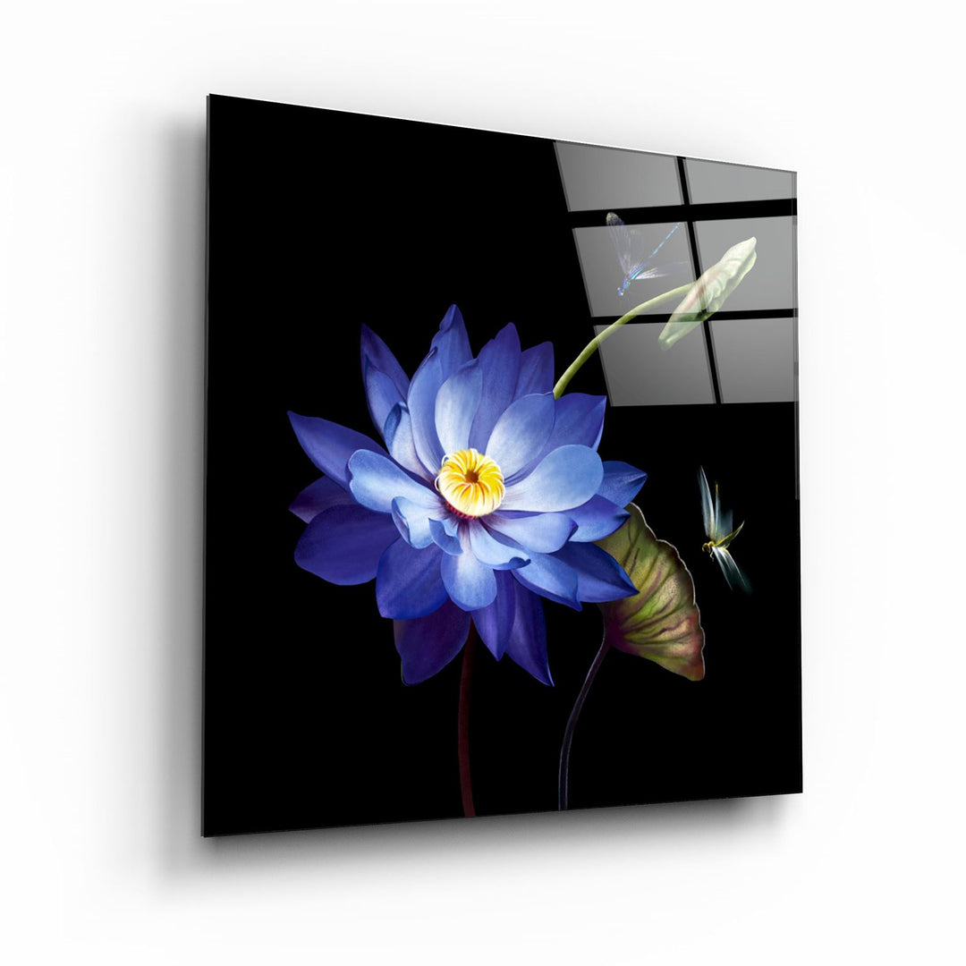 ・"Blue Flower"・Glass Wall Art | Artdesigna Glass Printing Wall Arts.