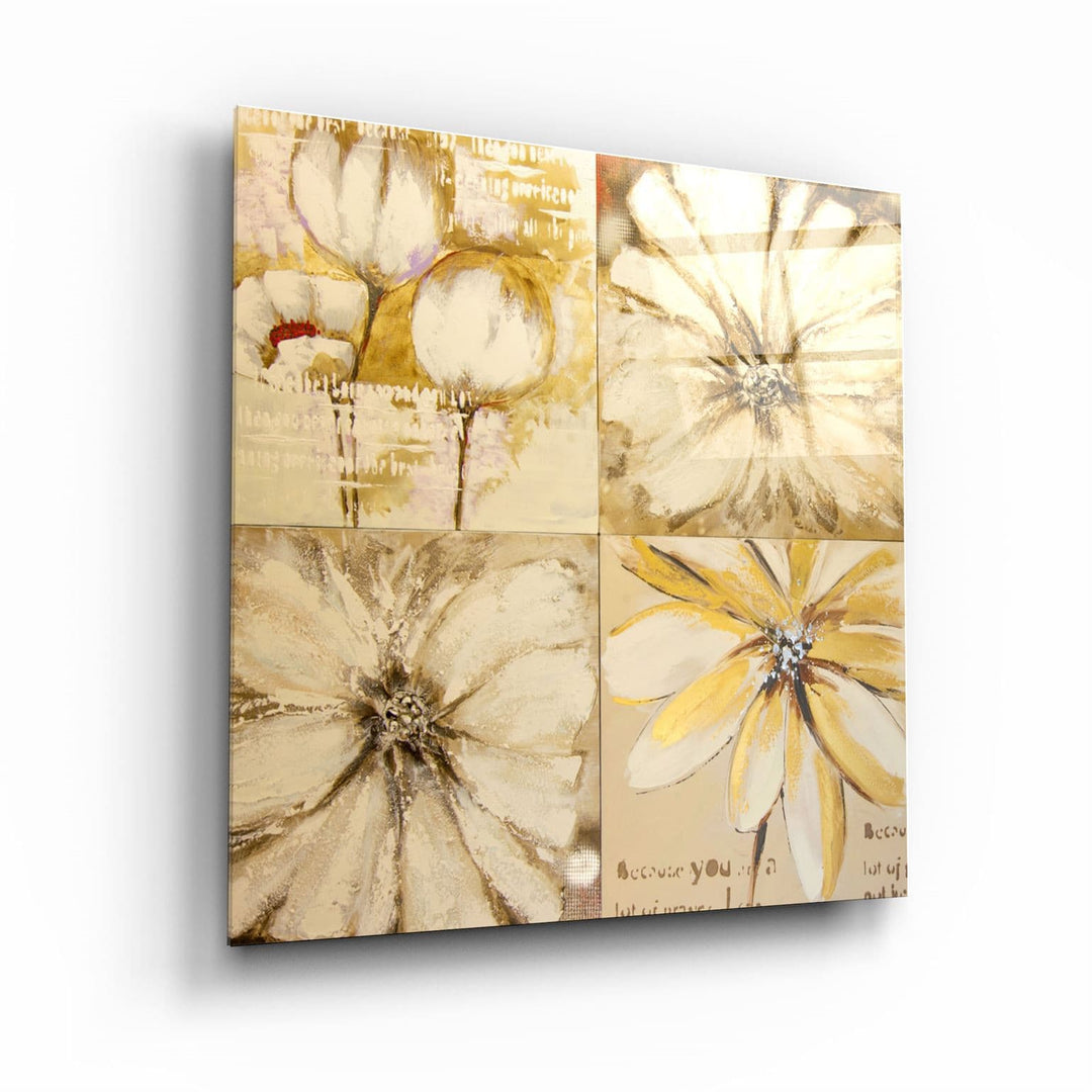 ・"Abstract Yellow Flowers"・Glass Wall Art | Artdesigna Glass Printing Wall Arts.