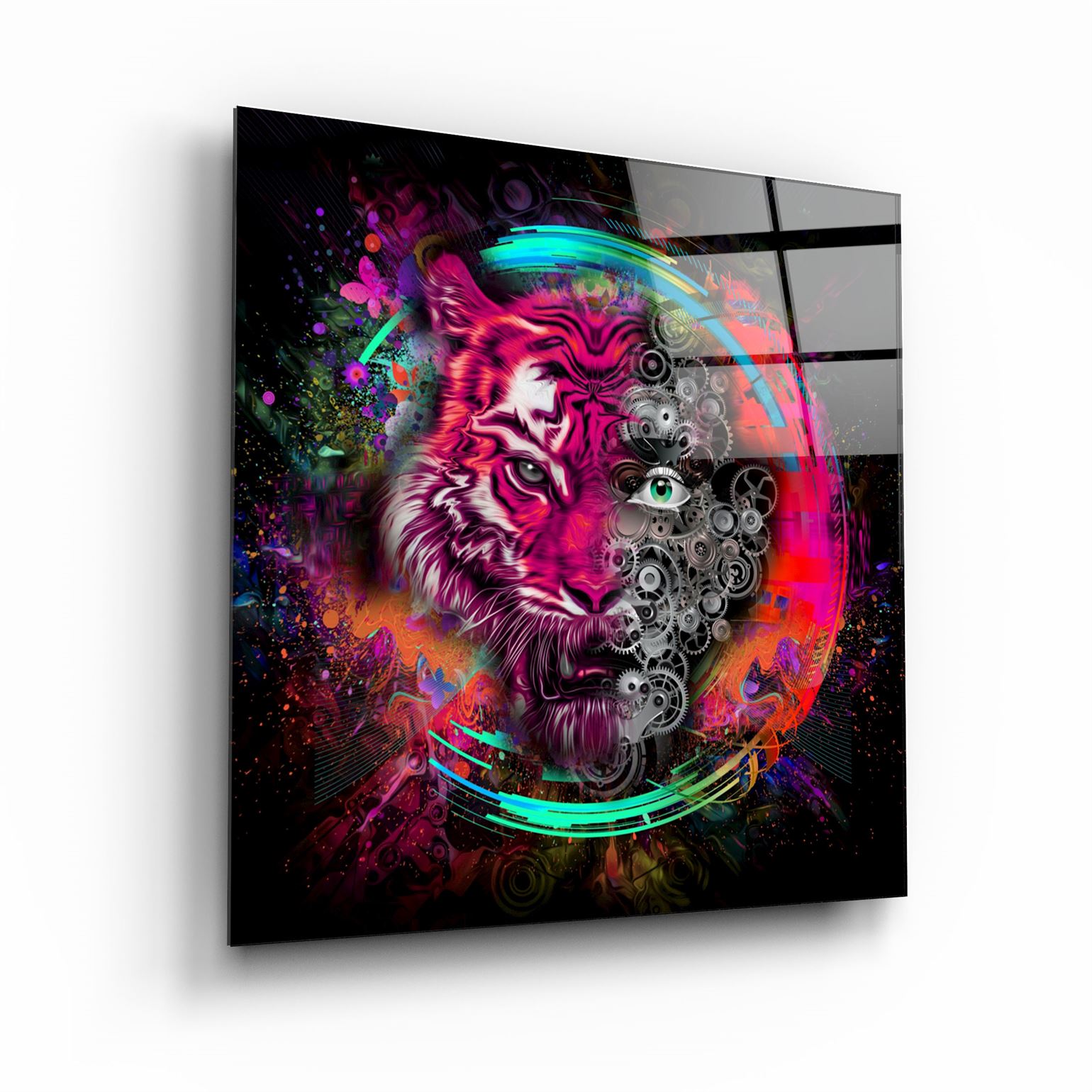 ・"Abstract Tiger"・Glass Wall Art | Artdesigna Glass Printing Wall Arts.